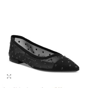 Jessica Rich Alea Black Mesh Pointed Toe Flats | Studded | Size 7